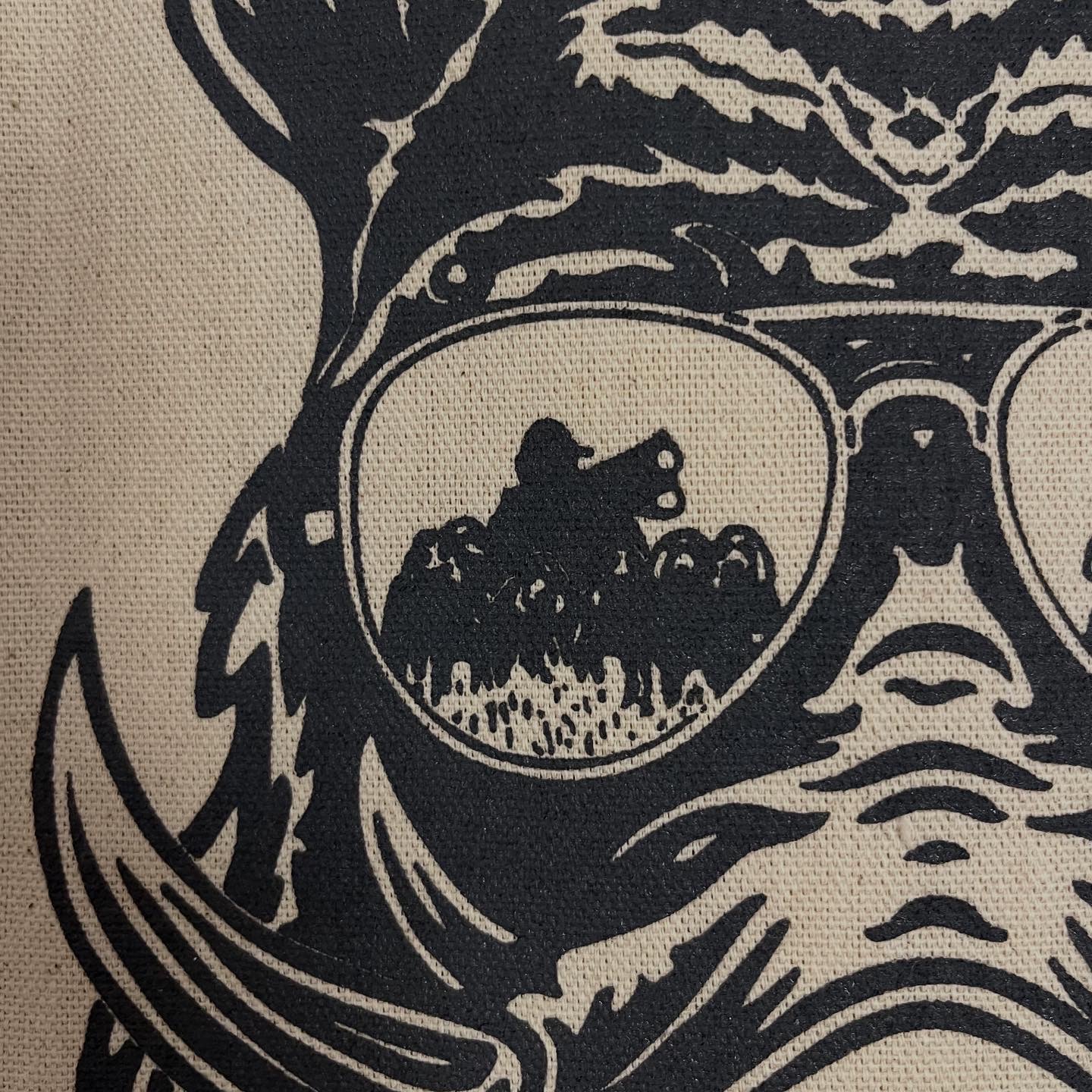 Borsa shopper serigrafata Cinghiale DJ in cotone naturale 38x42 - immagine 5