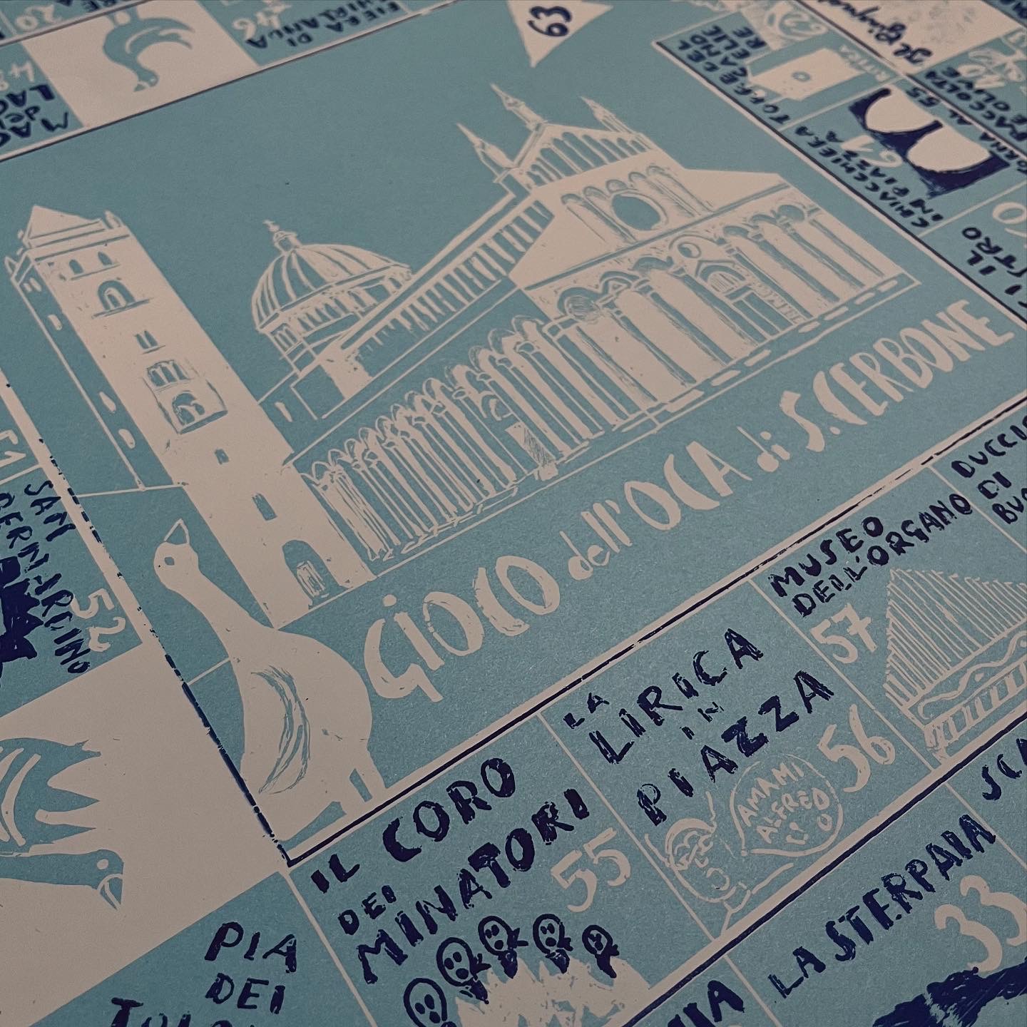 Serigrafia Gioco dell'oca di San Cerbone 2 colori su cartoncino 50x50 - immagine 6