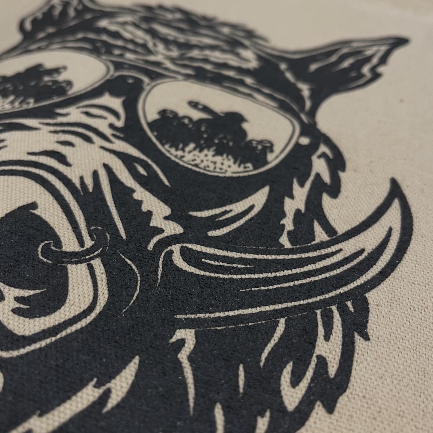 Borsa shopper serigrafata Cinghiale DJ in cotone naturale 38x42 - immagine 3