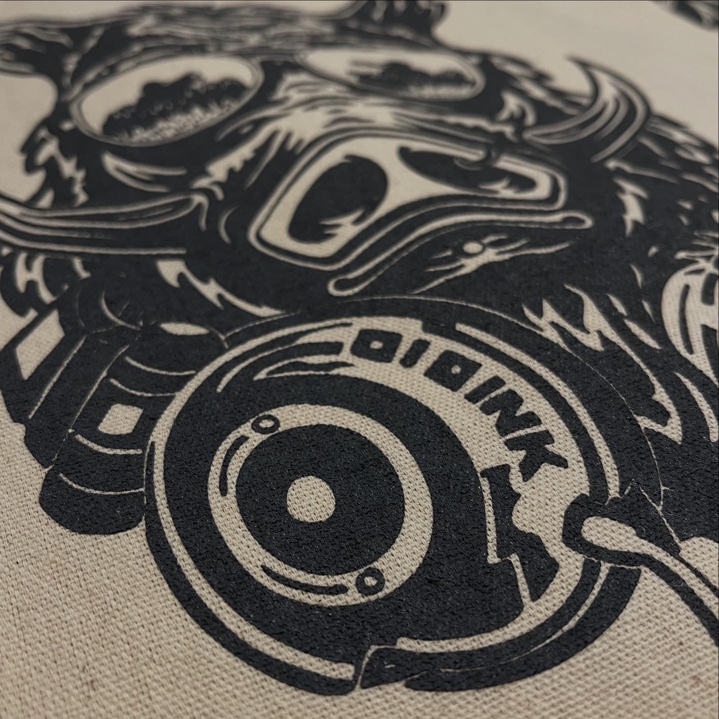 Borsa shopper serigrafata Cinghiale DJ in cotone naturale 38x42 - immagine 4