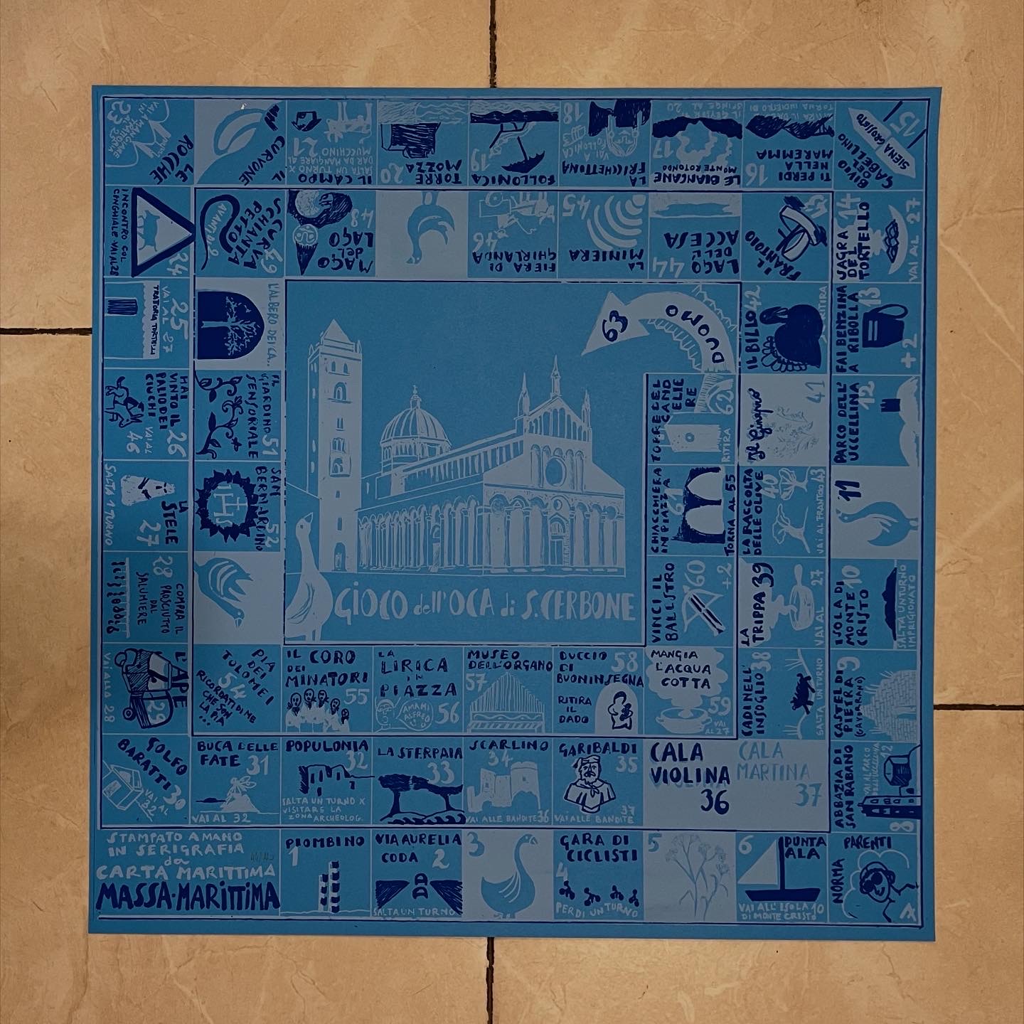 Serigrafia Gioco dell'oca di San Cerbone 2 colori su cartoncino 50x50 - immagine 11