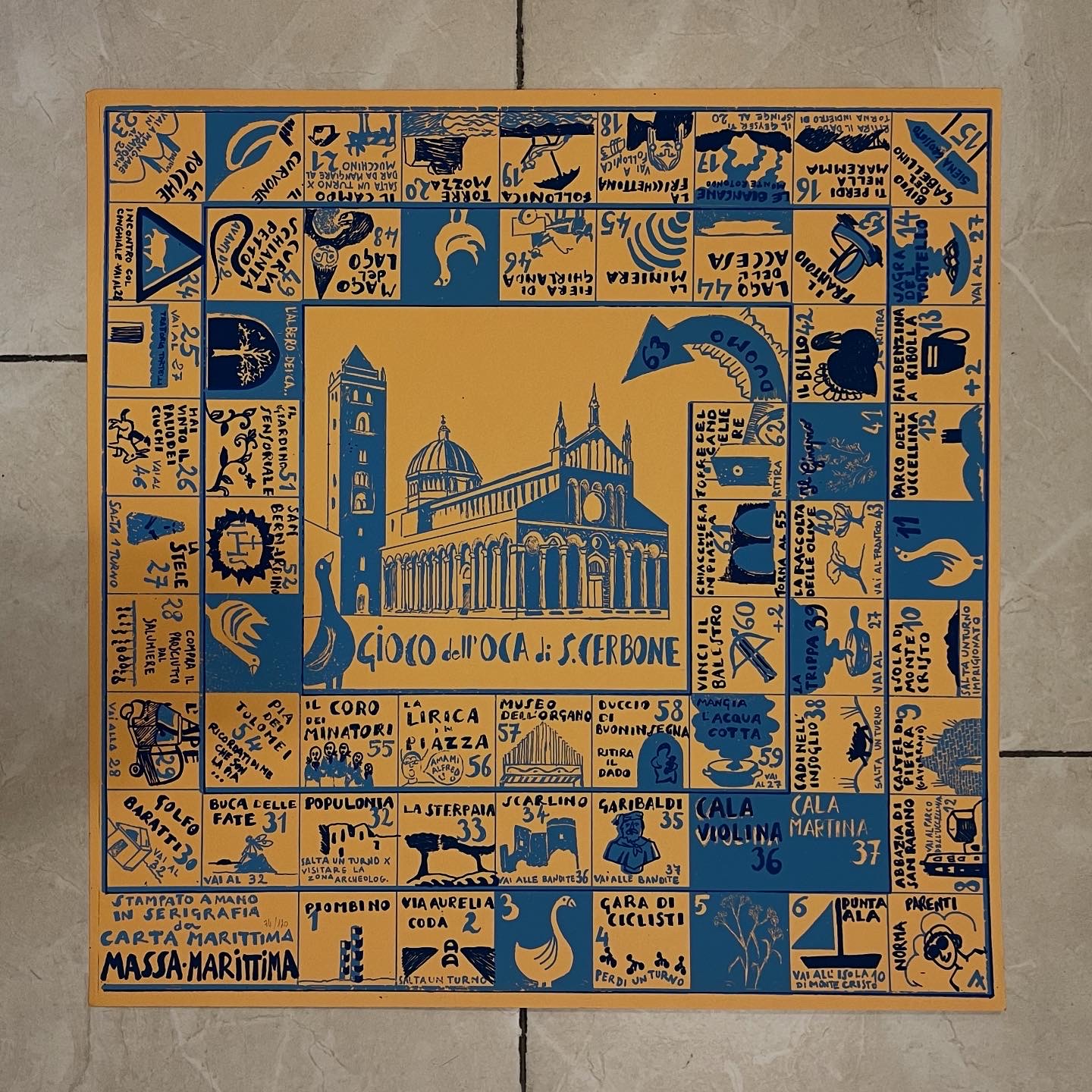 Serigrafia Gioco dell'oca di San Cerbone 2 colori su cartoncino 50x50 - immagine 14