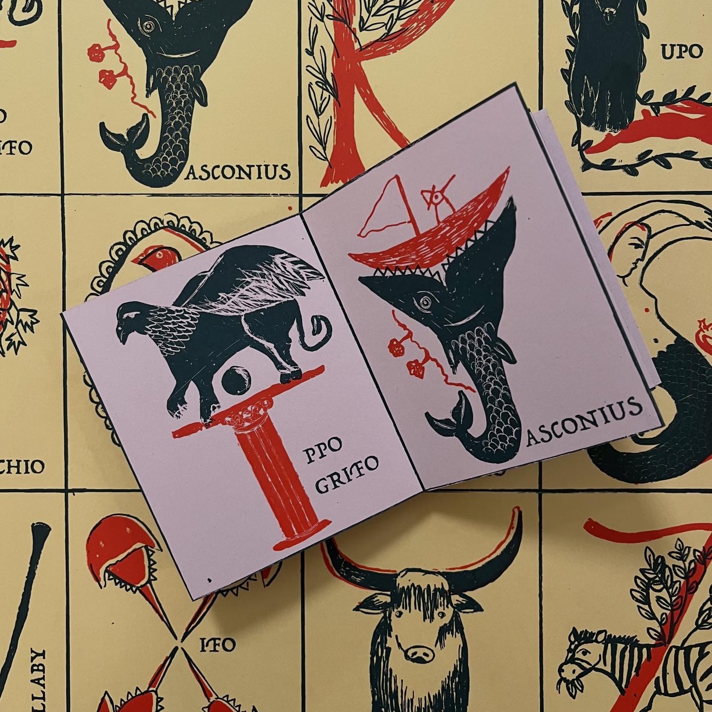 Serigrafia Alfabeto Bestiario 2 colori libro leporello - immagine 7