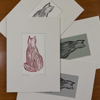Linoleografia serie Gatto Panorama in passepartout 21x29,7