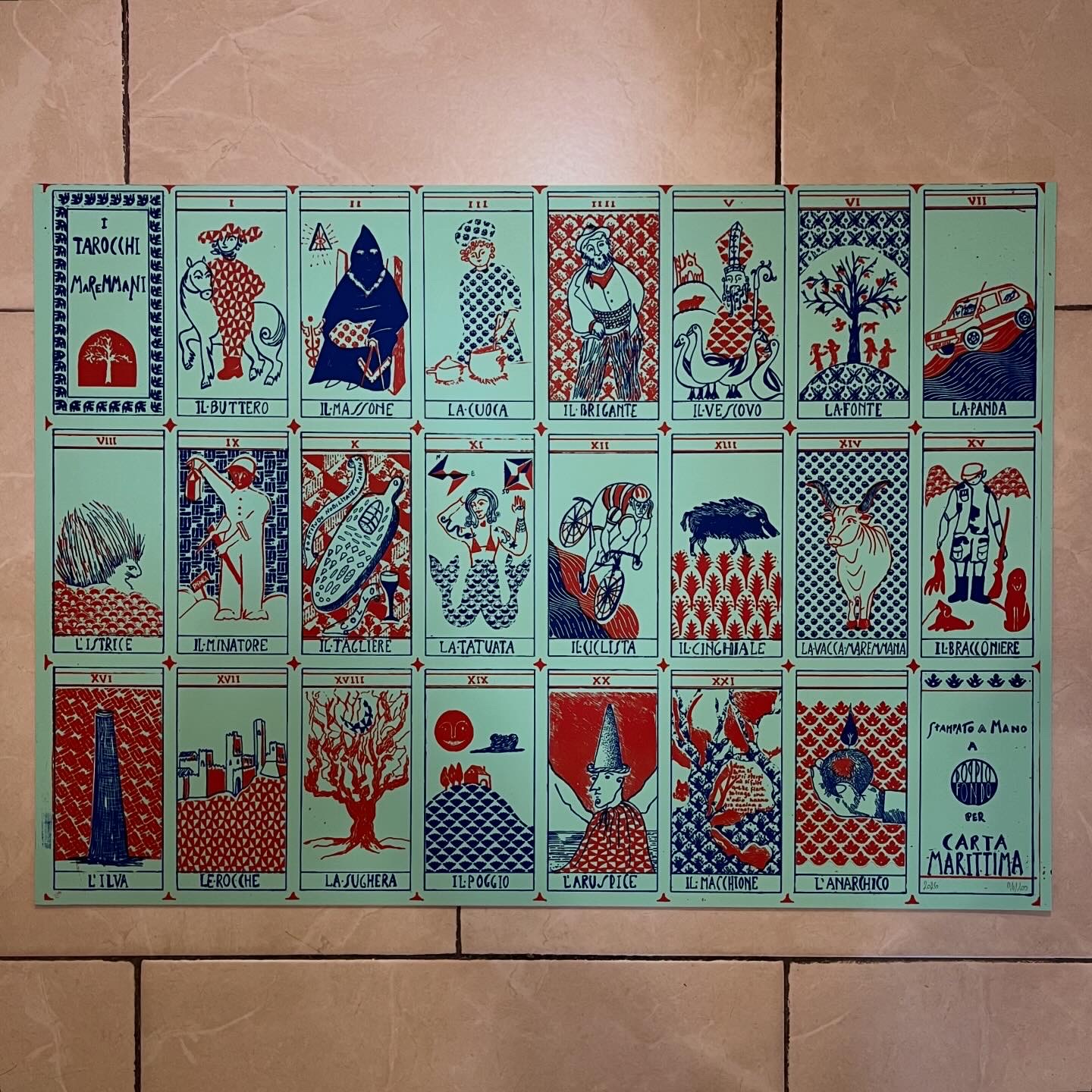 Serigrafia I Tarocchi Maremmani 2 colori su cartoncino 70x50 - immagine 19