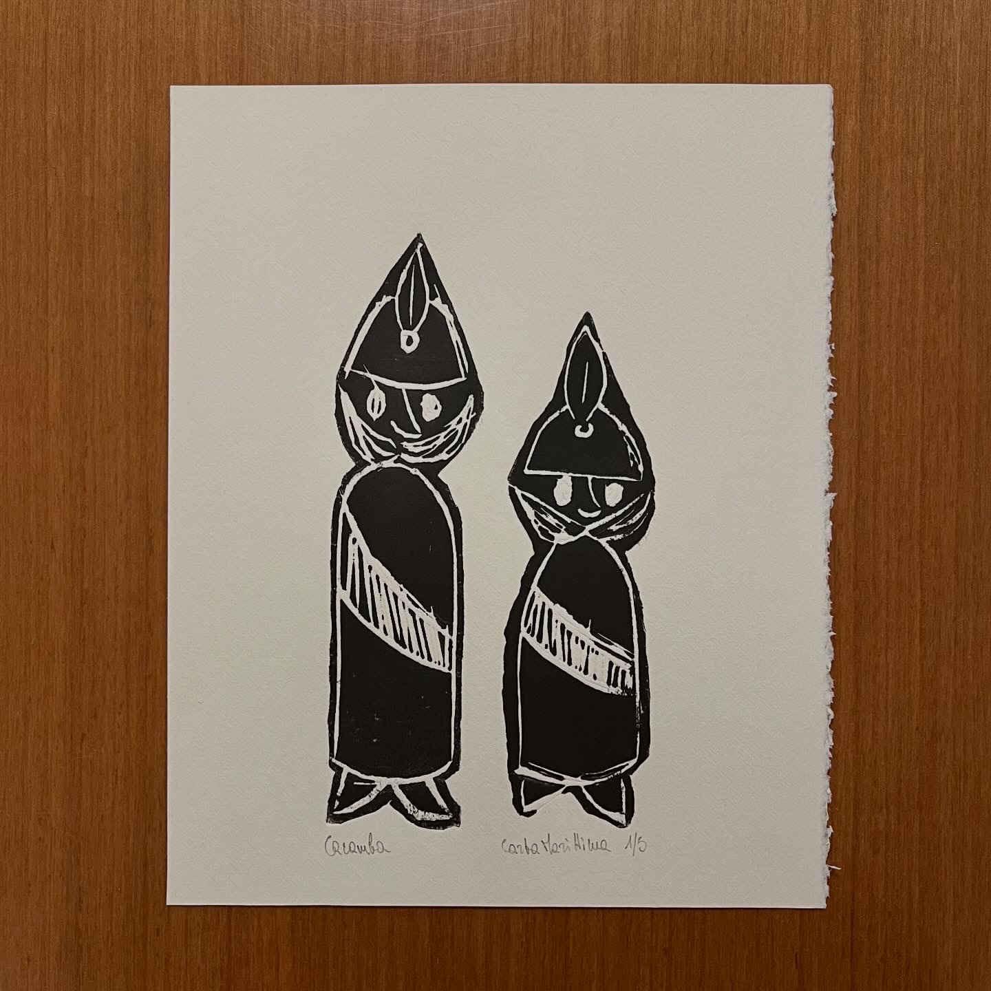 Linoleografia Caramba su carta Rosaspina 20x25 - immagine 2