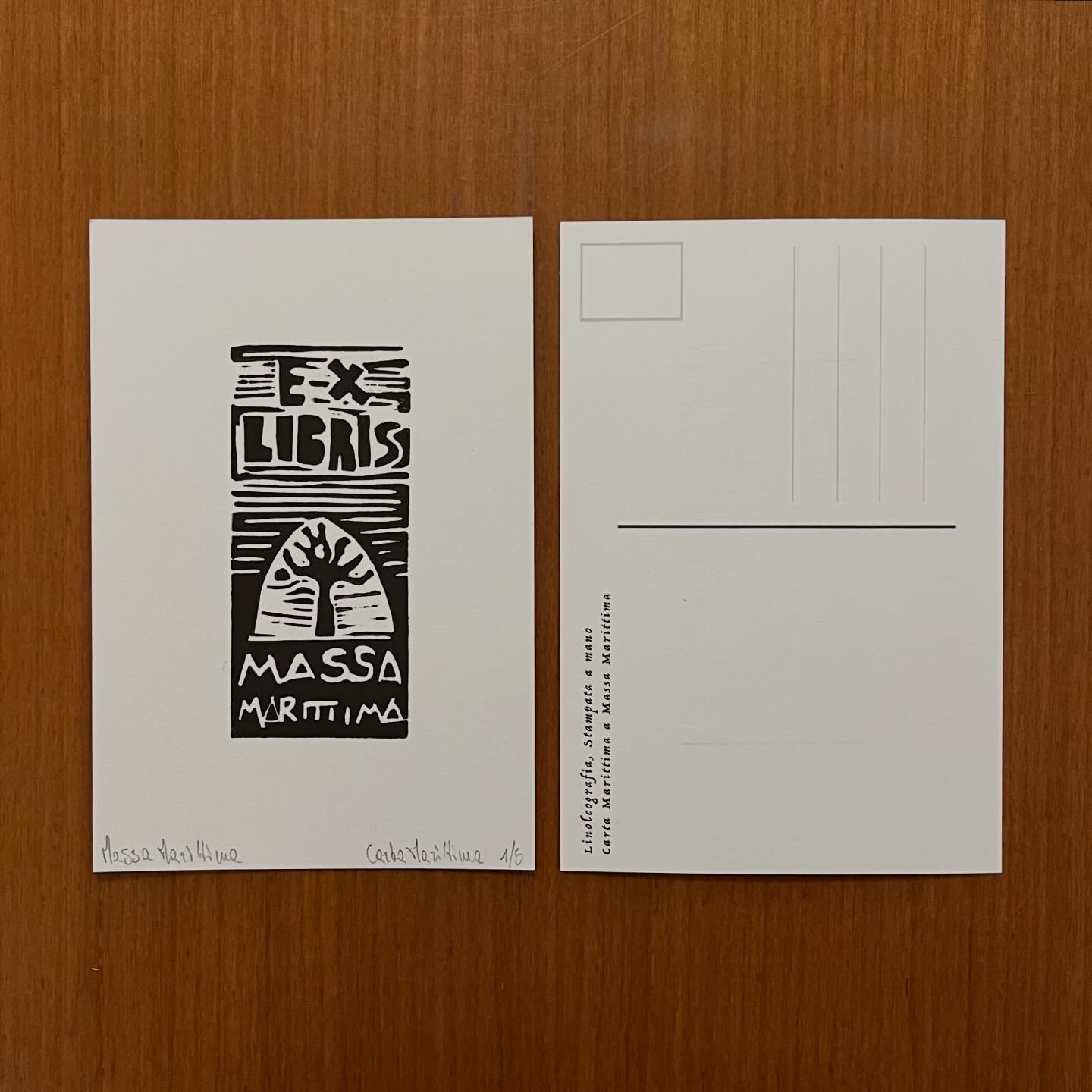 Linoleografia Ex-libris Massa Marittima su cartolina 12x17,5 spedibile - immagine 2