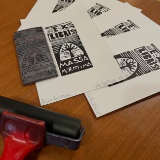 Linoleografia Ex-libris Massa Marittima su cartolina 12x17,5 spedibile
