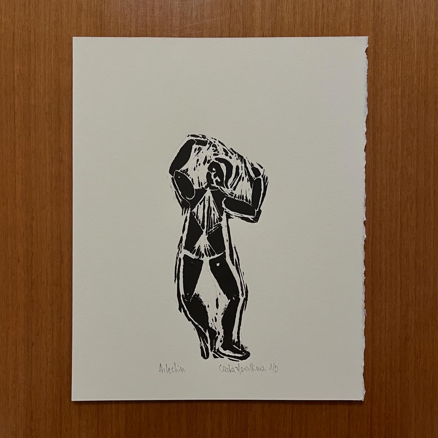 Linoleografia Arlechin su carta Rosaspina 20x25 - immagine 2