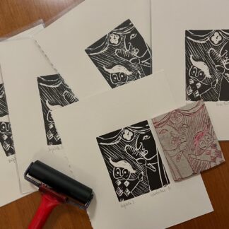 Linoleografia Bagatelle 3 su carta Rosaspina 20x25