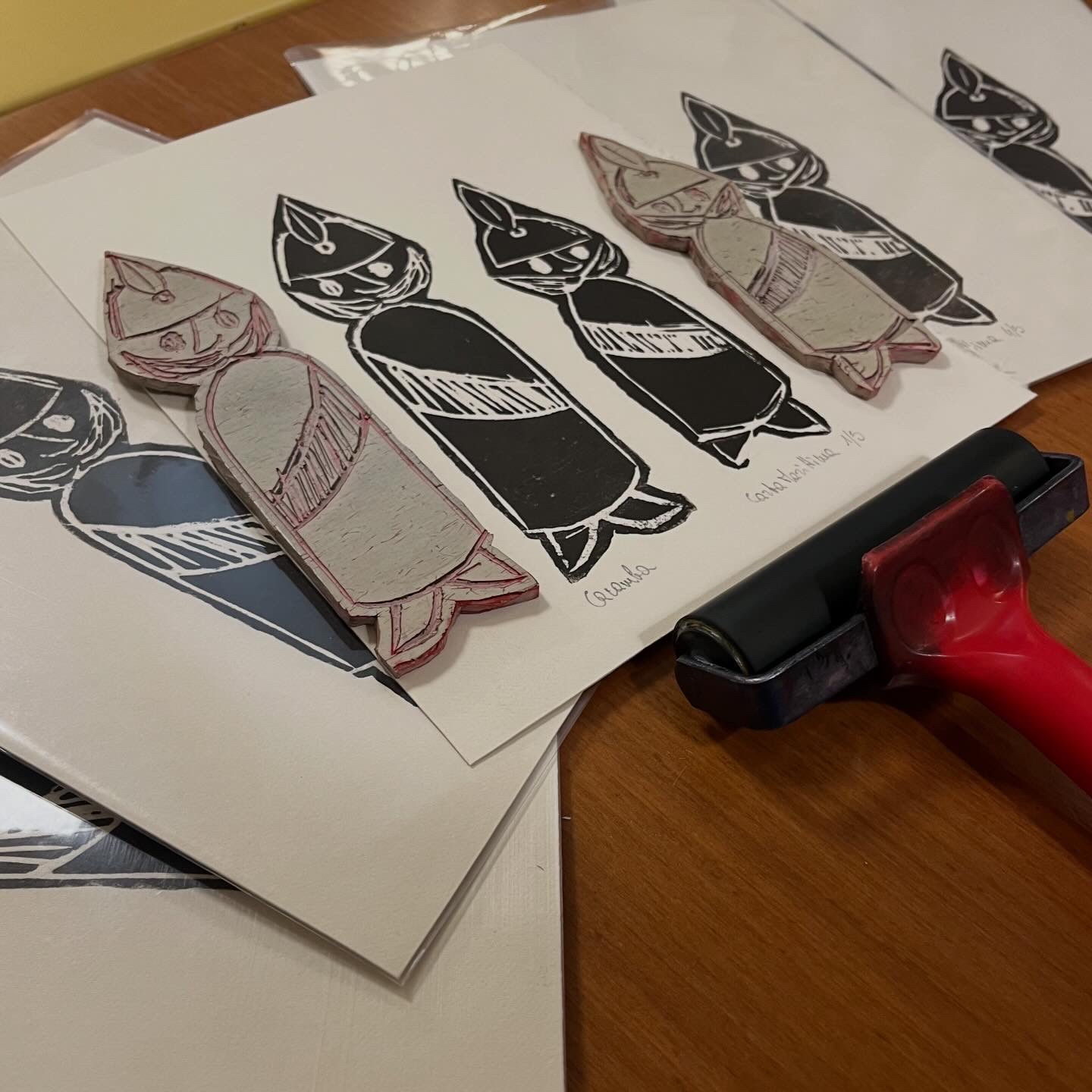 Linoleografia Caramba su carta Rosaspina 20x25