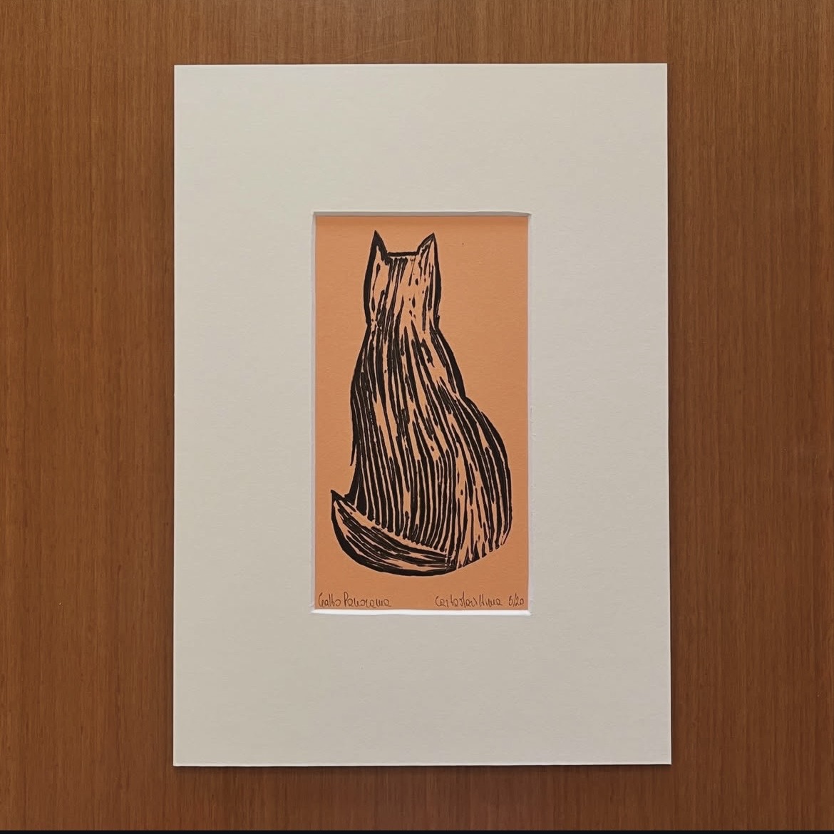 Linoleografia serie Gatto Panorama in passepartout 21x29,7 - immagine 7