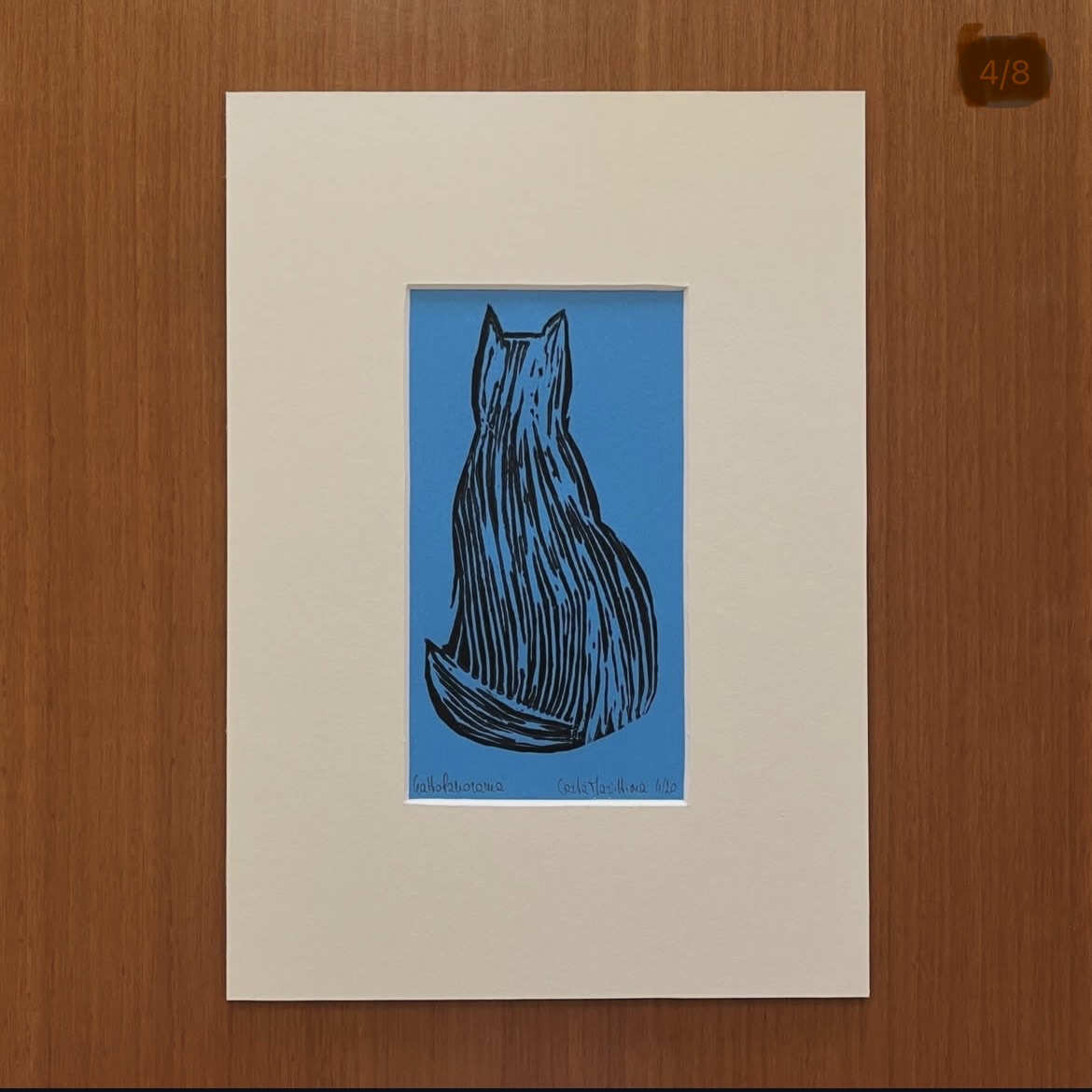 Linoleografia serie Gatto Panorama in passepartout 21x29,7 - immagine 8
