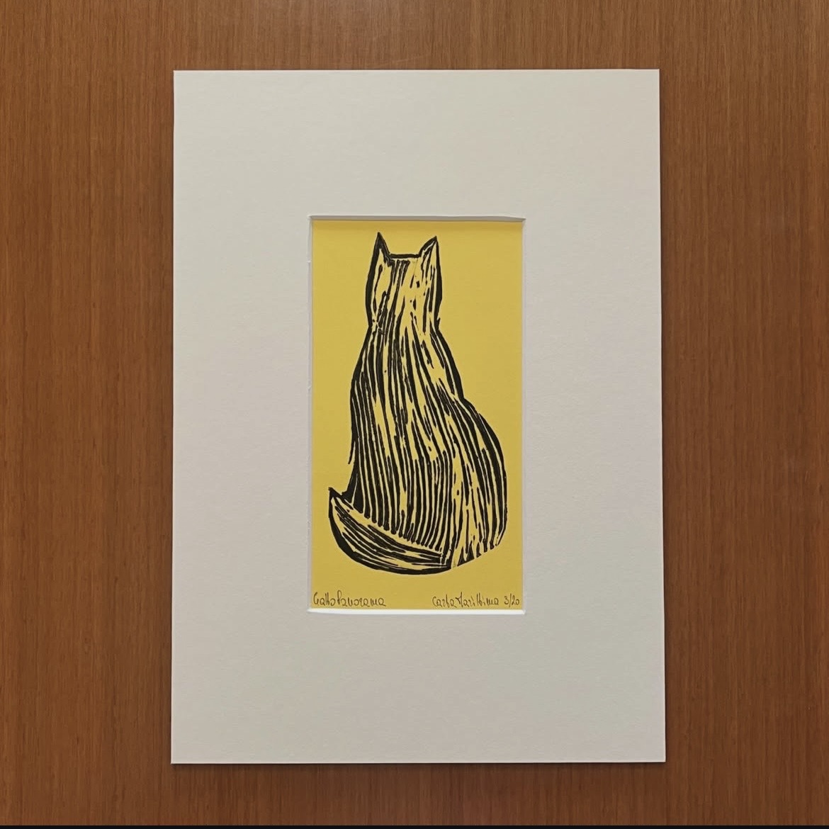 Linoleografia serie Gatto Panorama in passepartout 21x29,7 - immagine 9