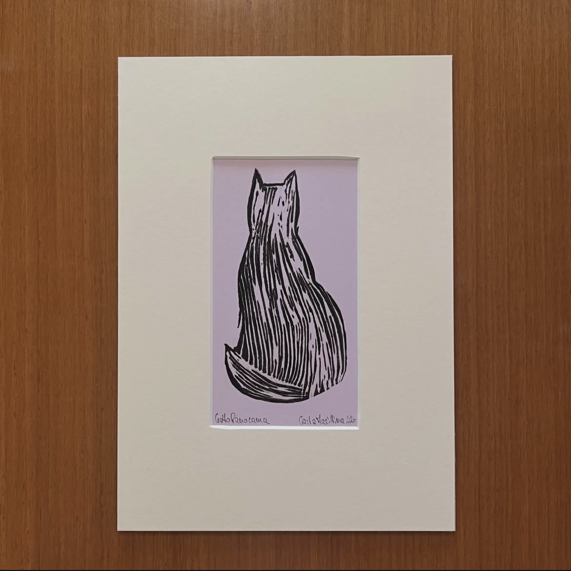 Linoleografia serie Gatto Panorama in passepartout 21x29,7 - immagine 10