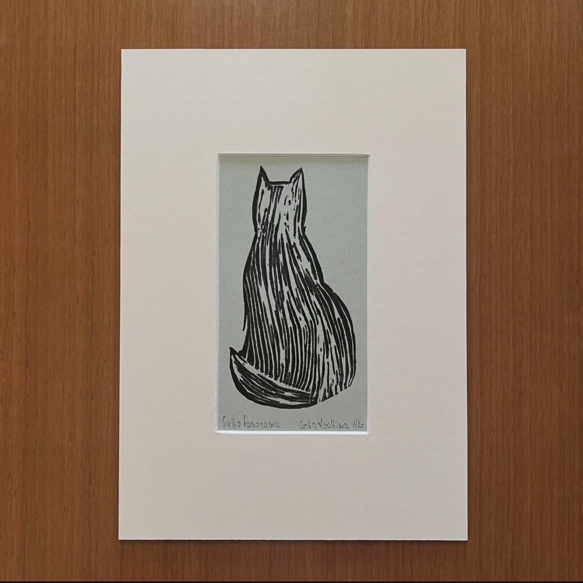 Linoleografia serie Gatto Panorama in passepartout 21x29,7 - immagine 11