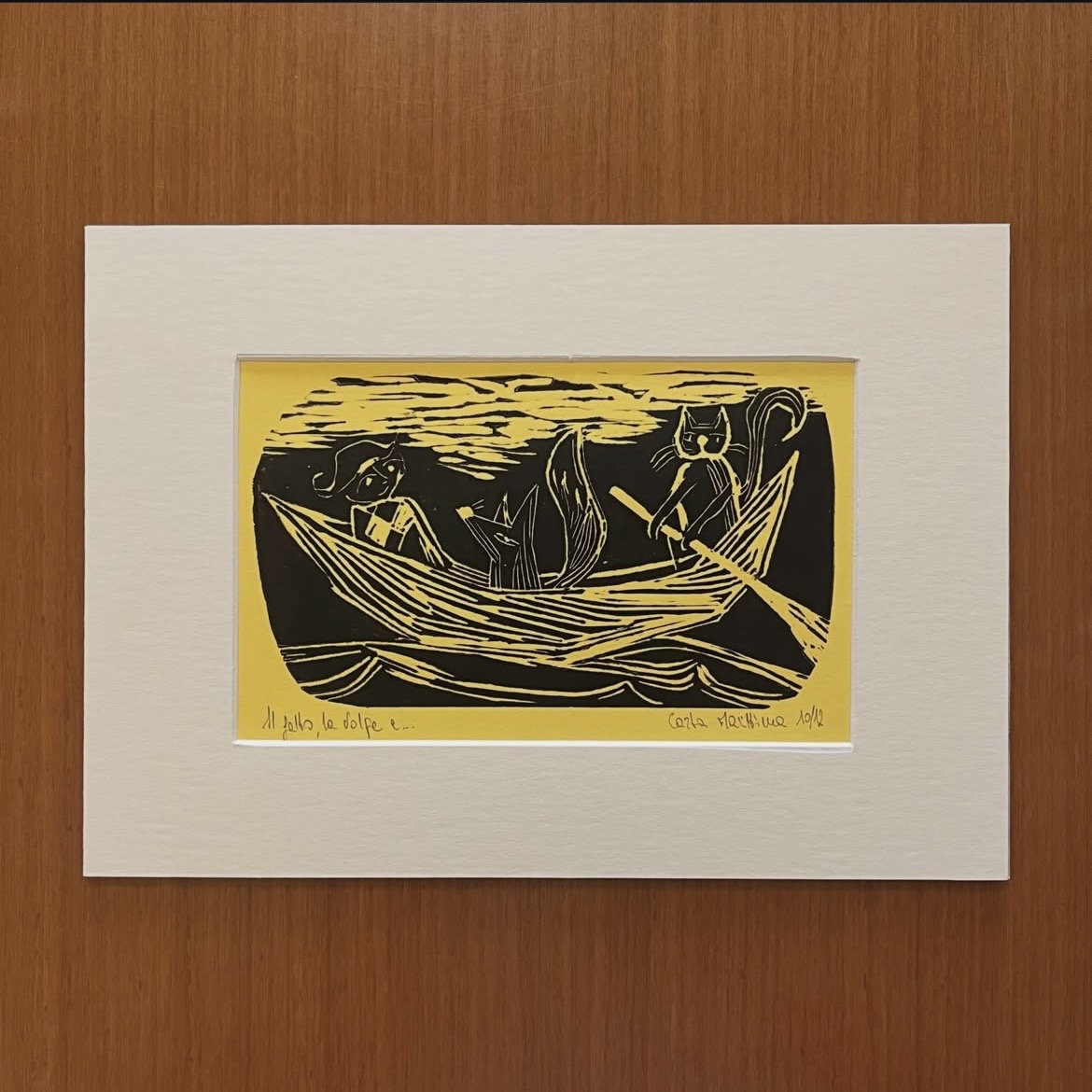 Linoleografia serie Il Gatto, la Volpe e… in passepartout 21x29,7 - immagine 6