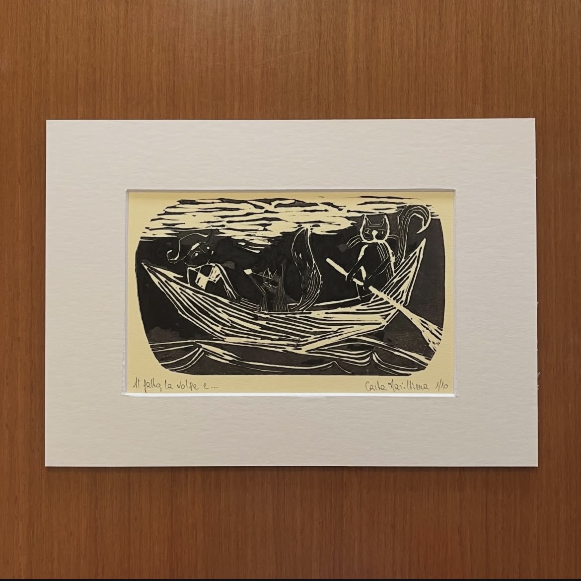 Linoleografia serie Il Gatto, la Volpe e… in passepartout 21x29,7 - immagine 7