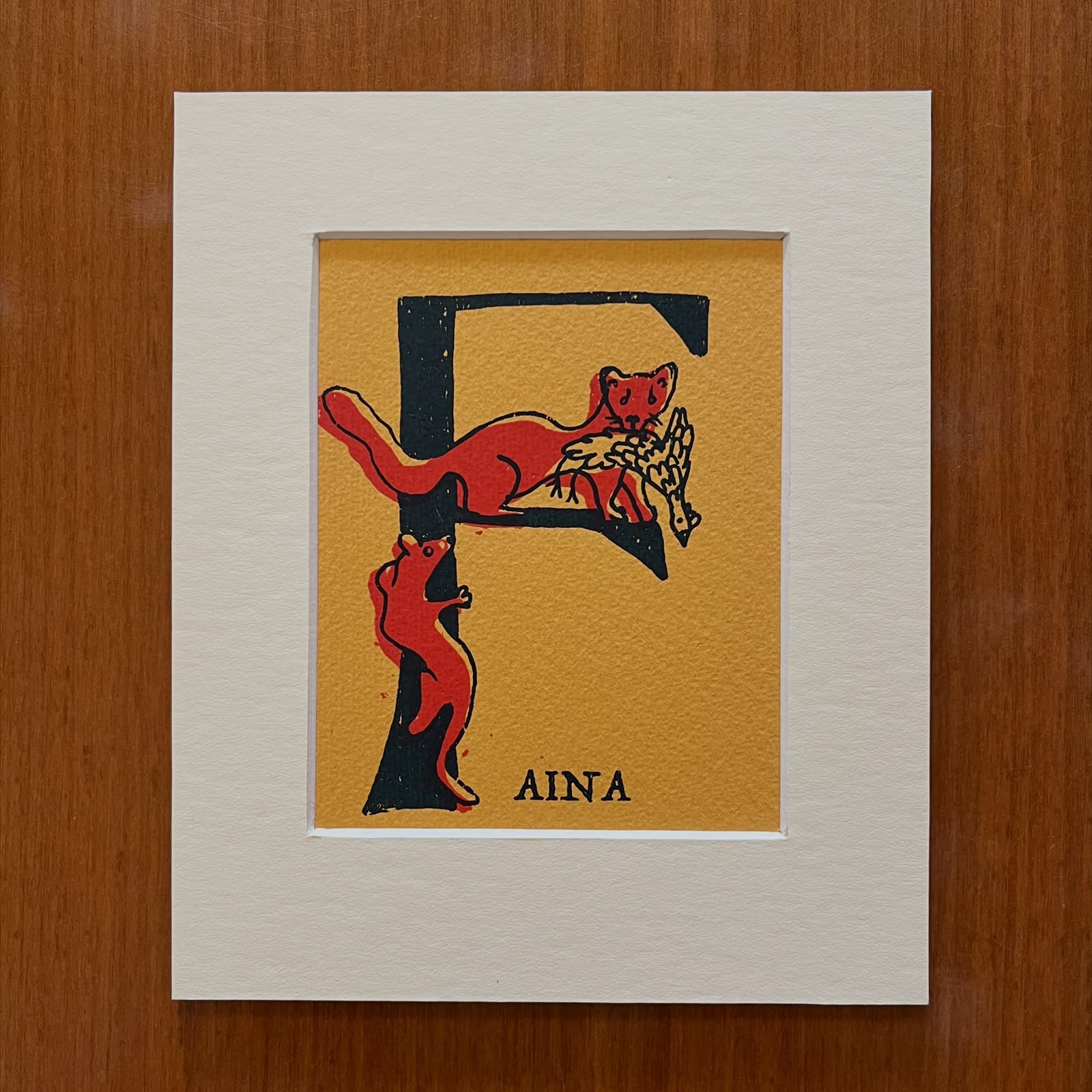 Serigrafia serie Lettere da Alfabeto Bestiario in passepartout 15x18 - immagine 9